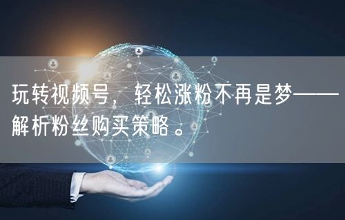 玩转视频号，轻松涨粉不再是梦——解析粉丝购买策略。