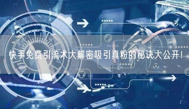 快手免费引流术大解密吸引真粉的秘诀大公开！