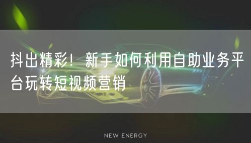 抖出精彩！新手如何利用自助业务平台玩转短视频营销